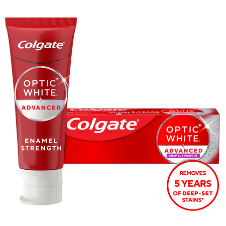 Colgate Optic White Advanced Enamel Strength Toothpaste with 2% Hydrogen Peroxide, Mint, 3.2 OZ