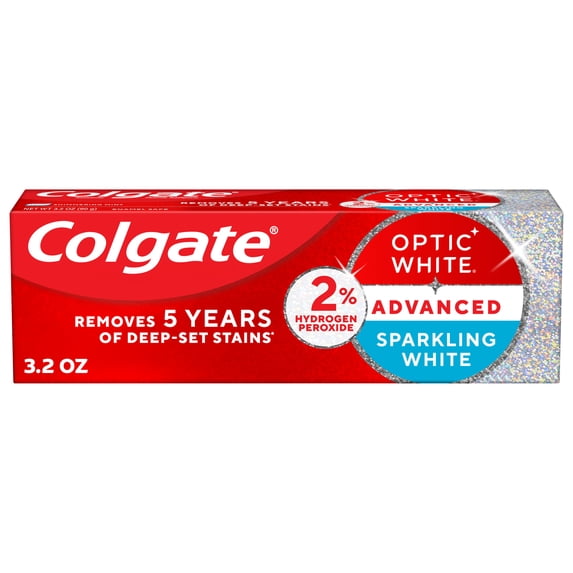 Colgate Optic White Advanced Sparkling White Toothpaste with 2% Hydrogen Peroxide, Mint, 3.2 OZ