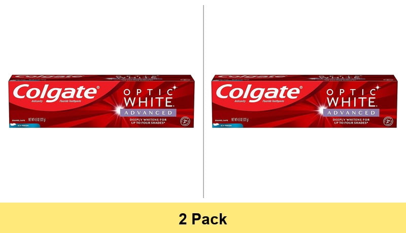 Colgate Optic White Advanced Icy Fresh Toothpaste with 2% Hydrogen Peroxide, Mint, 4.5 OZ - 2 Pack