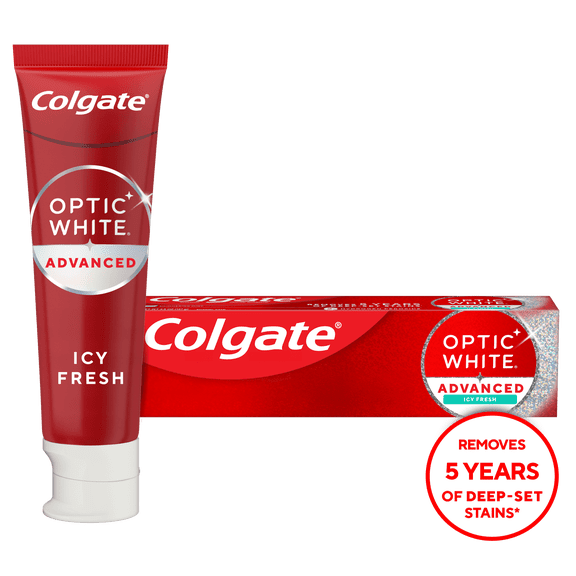 Colgate Optic White Advanced Icy Fresh Toothpaste with 2% Hydrogen Peroxide, 4.5 oz - 2 Pack