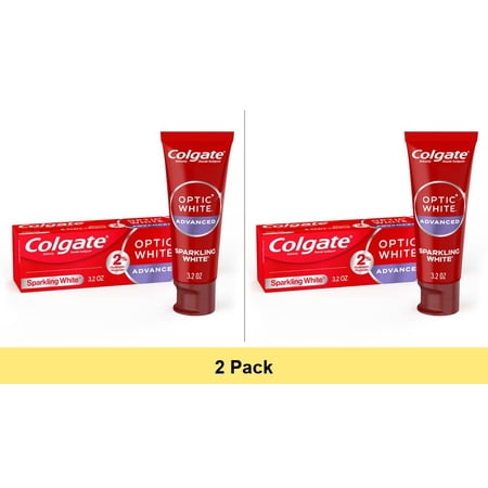 Colgate Optic White Advanced Sparkling White Toothpaste with 2% Hydrogen Peroxide, Mint, 3.2 OZ - 2 Pack