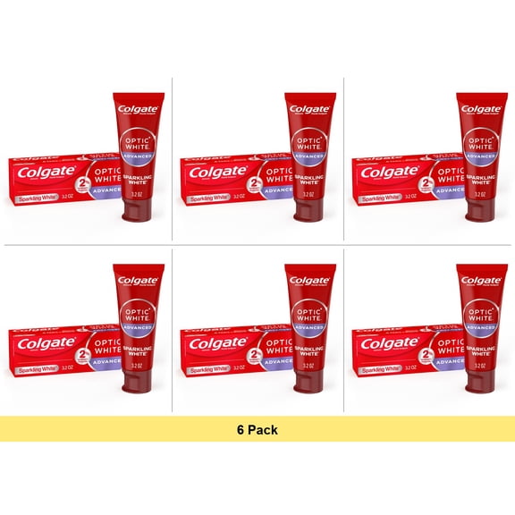 Colgate Optic White Advanced Sparkling White Toothpaste with 2% Hydrogen Peroxide, Mint, 3.2 OZ - 6 Pack