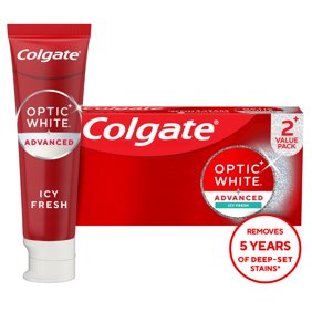 Colgate Optic White Advanced Icy Fresh Toothpaste with 2% Hydrogen Peroxide, Mint, 2 Pack, 4.5 OZ