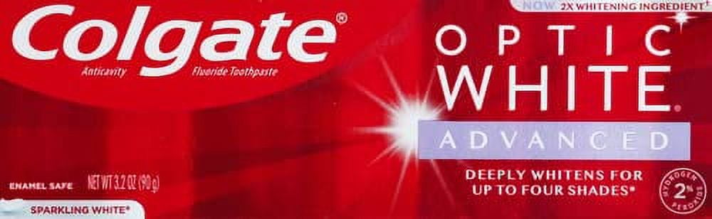 Colgate Optic White Advanced Teeth Whitening Toothpaste  Sparkling White  3.2 Oz (Pack of 8)