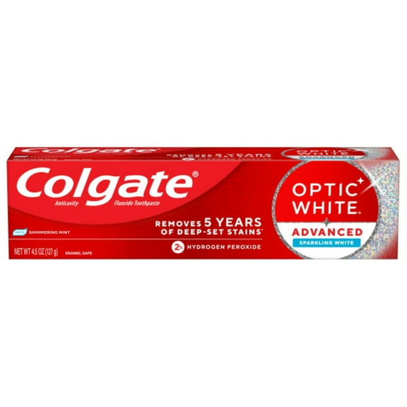 Colgate Optic White Advanced Sparkling White Toothpaste with 2% Hydrogen Peroxide, Mint, 4.5 OZ