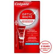 Colgate Optic White Advanced Teeth Whitening Toothpaste and Adult Whitening Toothbrush Kit