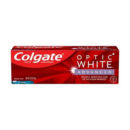 Colgate Optic White Advanced Whitening Toothpaste, Icy Fresh, 3.2 Oz, 2 Pack