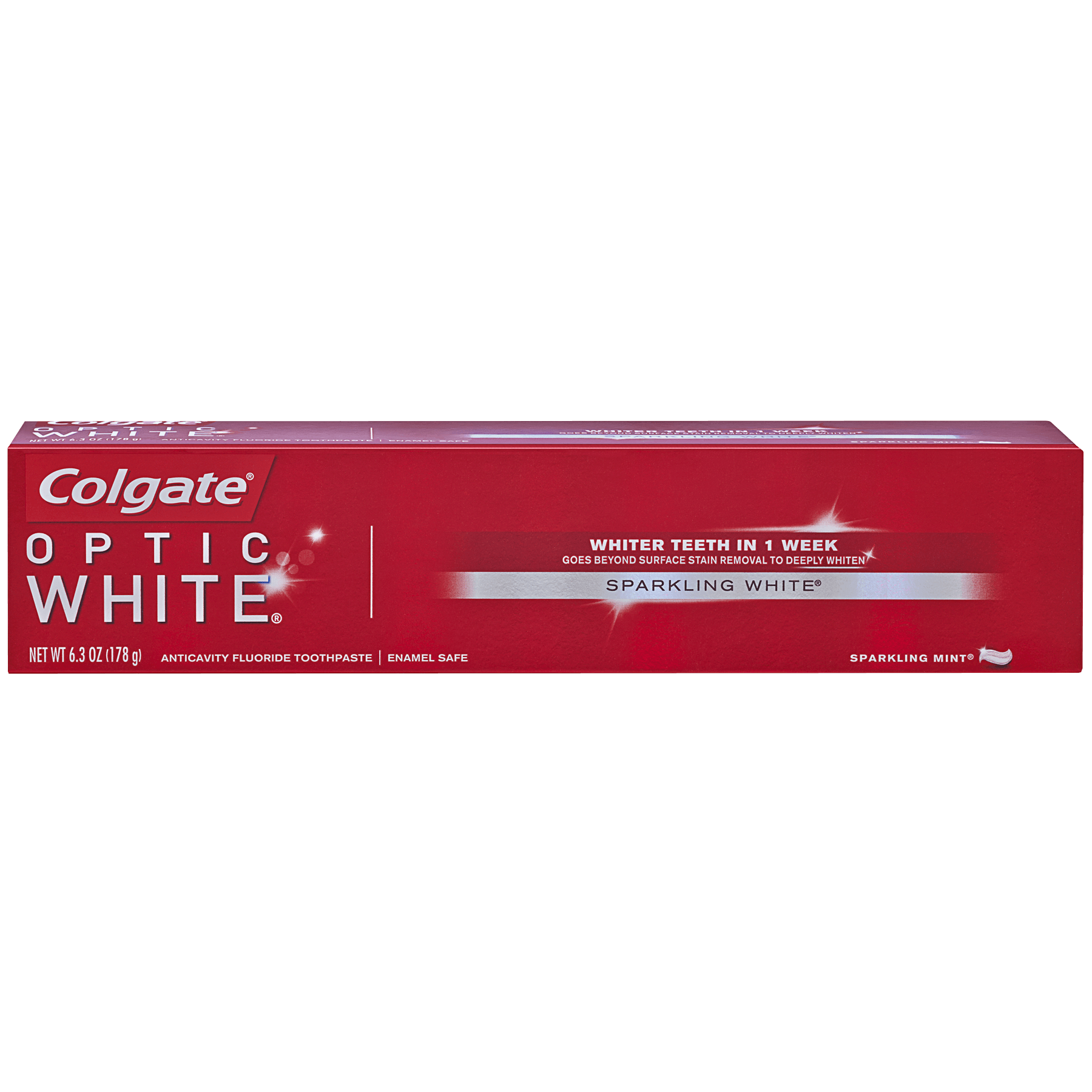 Colgate Optic White Anticavity Fluoride Toothpaste Sparkling Mint, 6.3 OZ - image 1 of 4