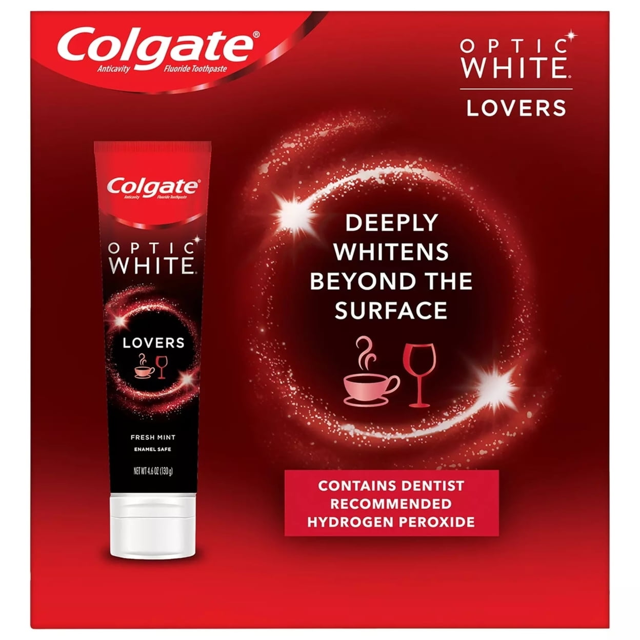 Colgate Optic White Pro Series Coffee & Wine Lovers Whitening Toothpaste, 4.6 Oz (4 Pack