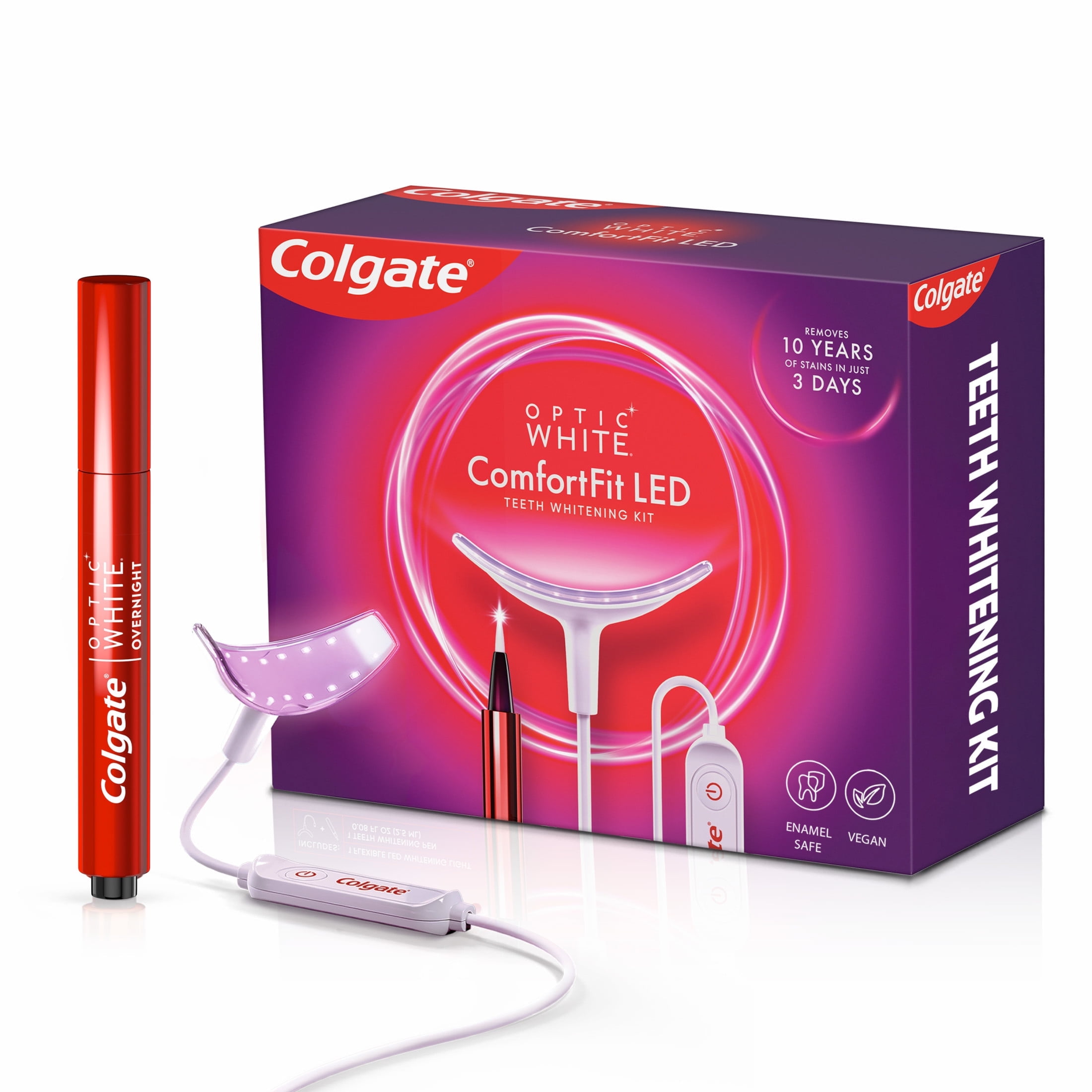 Colgate Optic White ComfortFit Teeth Whitening Kit, LED Hydrogen Peroxide Teeth Whitening Kit