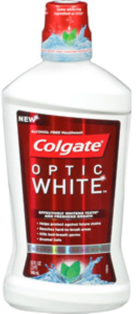 Colgate Optic White Mouthwash Sparkling Fresh Mint, 32 oz (Pack of 4)