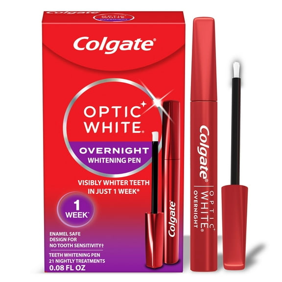 Colgate Optic White Overnight Teeth Whitening Gel Pen, 21 Whitening Treatments, 0.08 oz