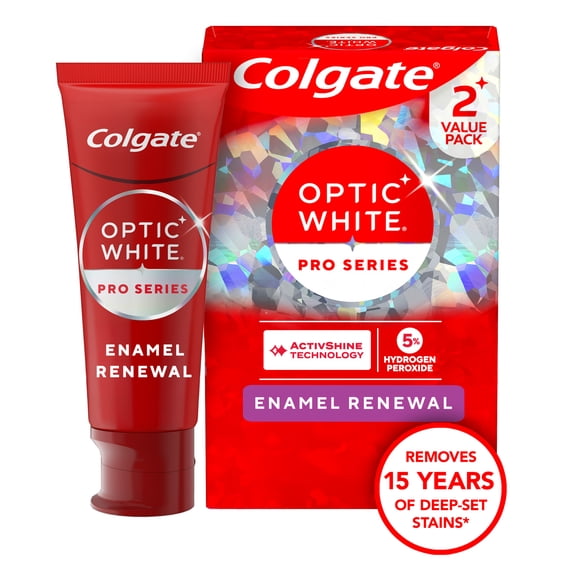 Colgate Optic White Pro Series Enamel Renewal Teeth Whitening Toothpaste, 3 oz, 2 Pack