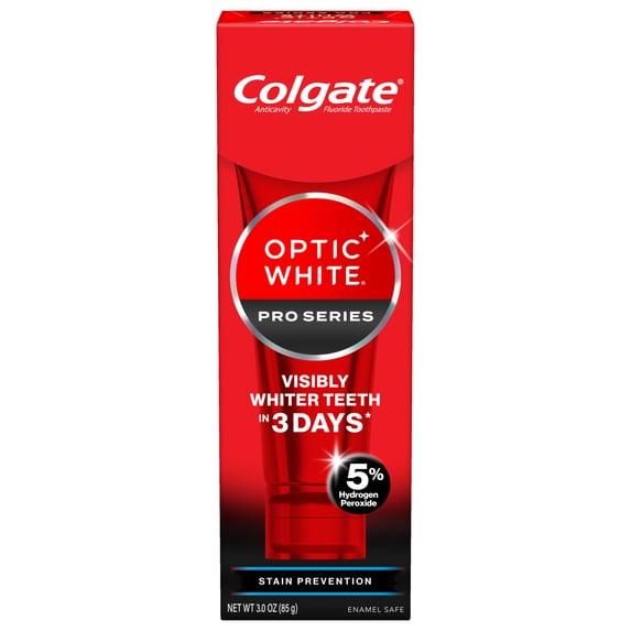 Colgate Optic White Pro Series Whitening Toothpaste with 5% Hydrogen Peroxide, Stain Prevention, 3 Oz Tube