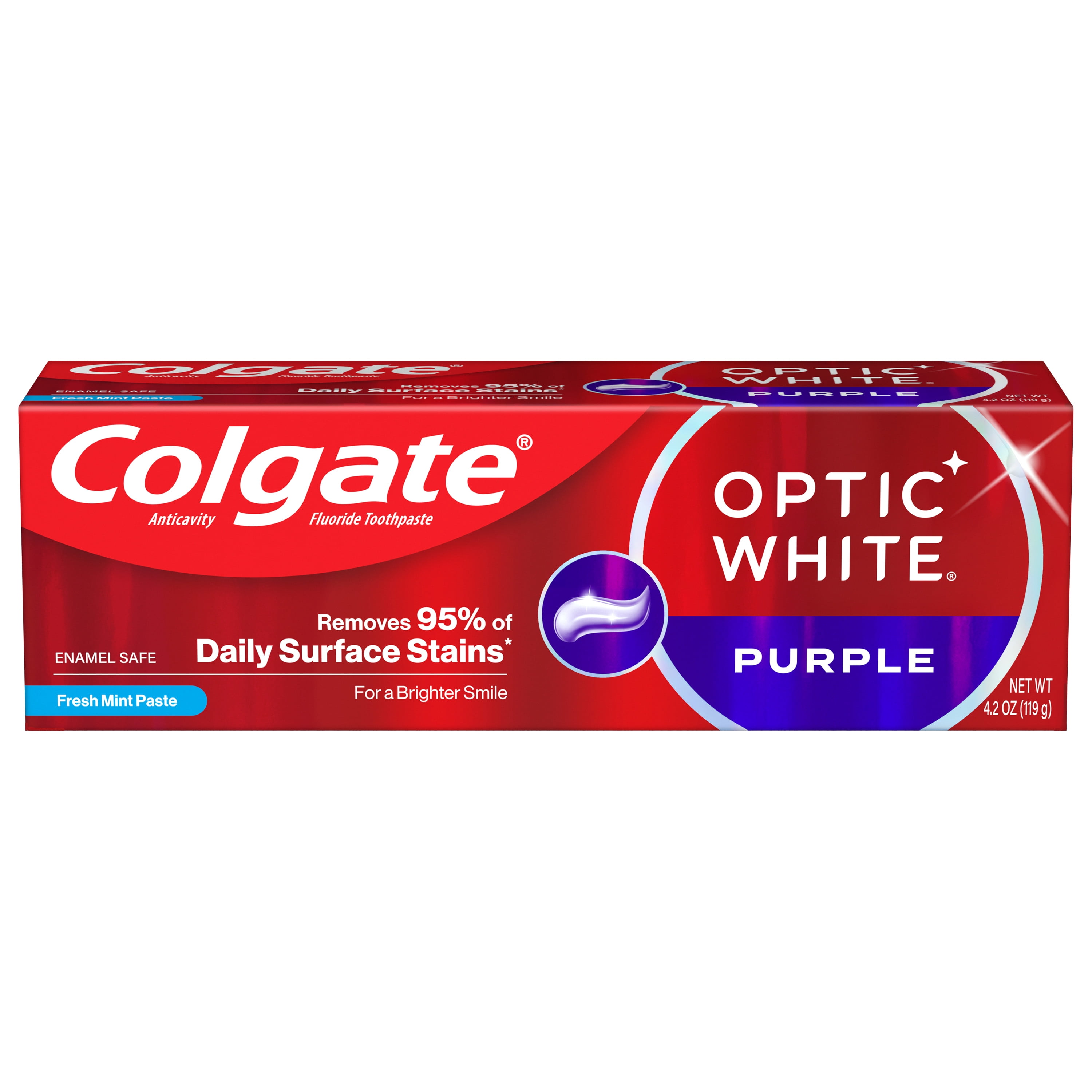 Colgate Optic White Purple Toothpaste for Teeth Whitening, Mint Paste ...