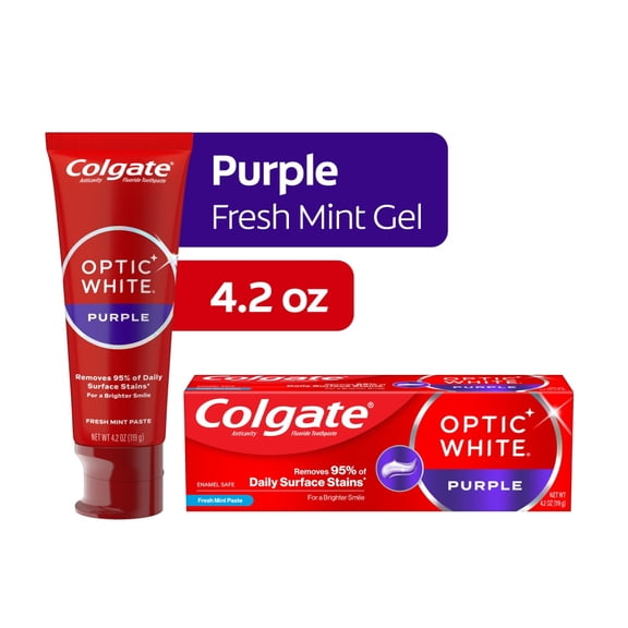 Colgate Optic White Purple Whitening Toothpaste, 4.2 oz (Package May Vary)
