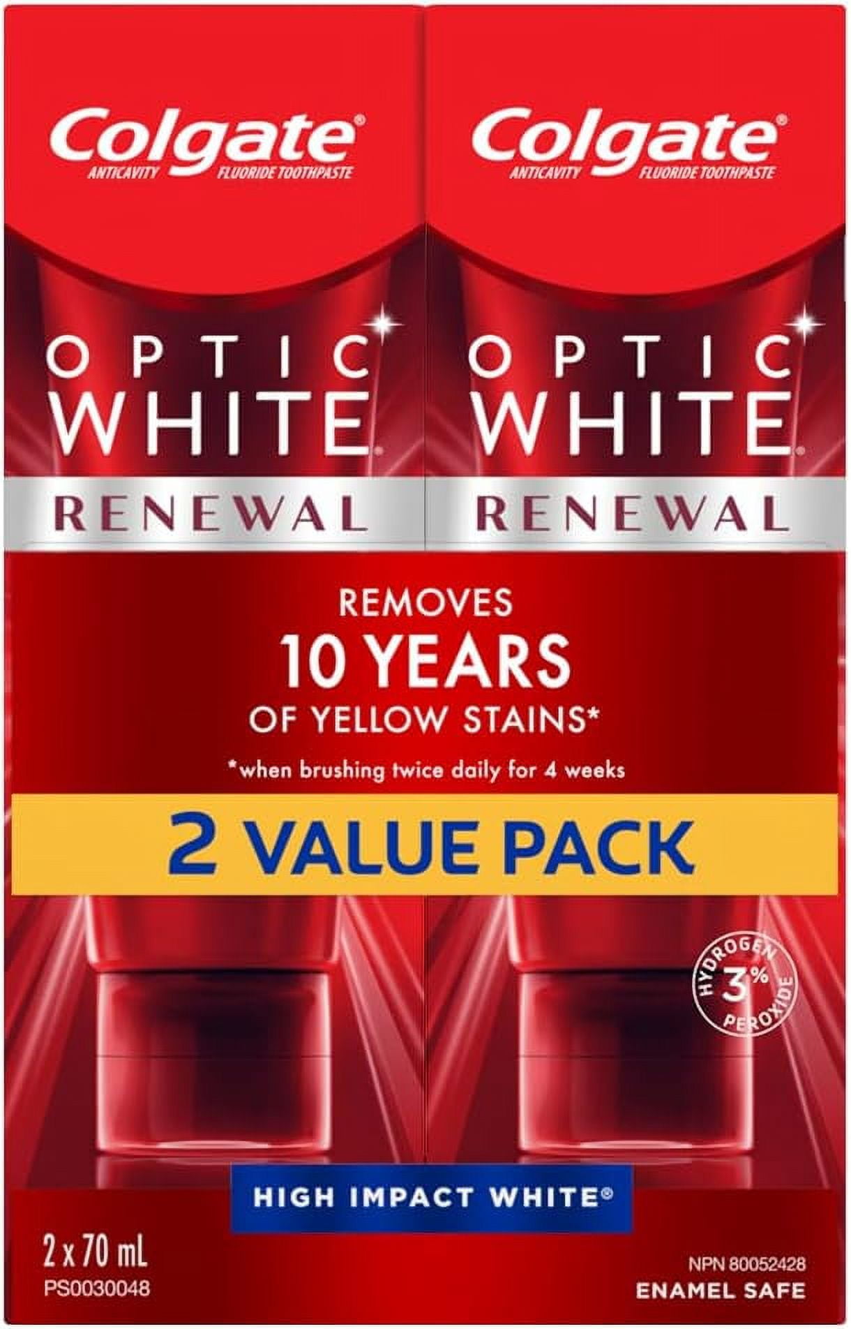 Colgate Optic White Renewal High Impact Toothpaste, 70 mL, 2 Pack