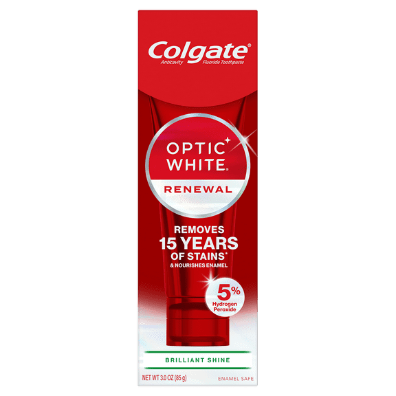 Colgate Optic White Renewal Teeth Whitening Mint Toothpaste, Brilliant Shine, 3.0 Oz