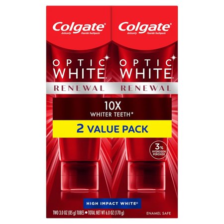 Colgate Optic White Renewal Teeth Whitening Toothpaste; 3 oz; 2 Pack