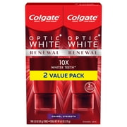 Colgate Optic White Renewal Teeth Whitening Toothpaste, Enamel Strength, 3 Oz, 2 Pack