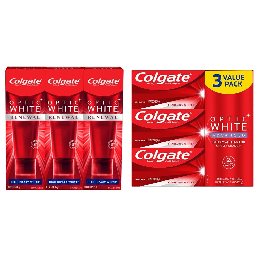 Colgate Optic White Renewal Teeth Whitening Toothpaste, High Impact