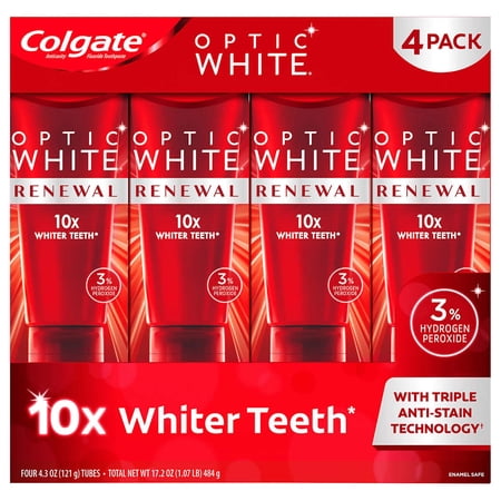 Colgate Optic White Renewal Toothpaste, 4.3 Ounce (Pack of 4)