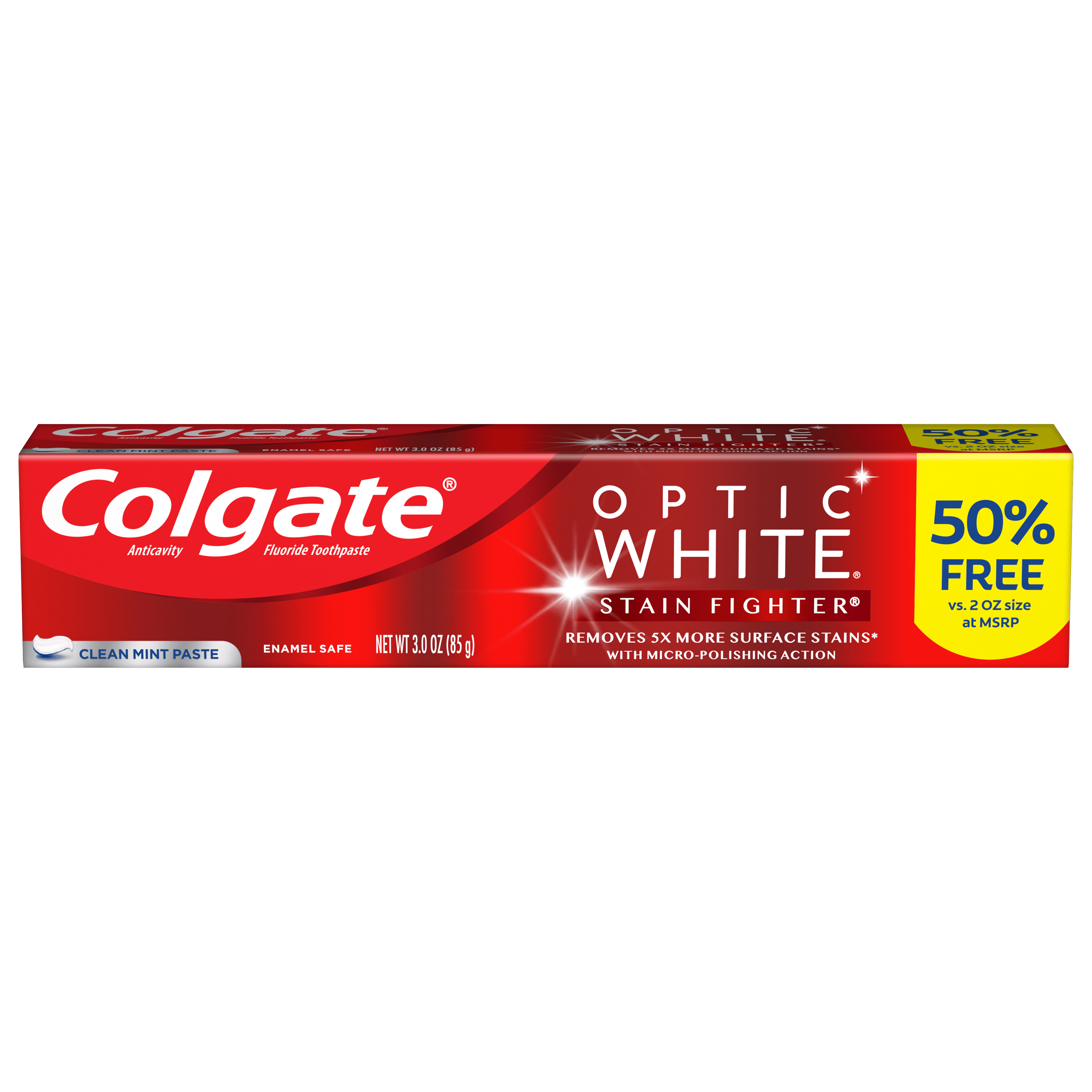 Colgate Optic White Stain Fighter Stain Removal Toothpaste, Clean Mint ...