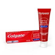 Colgate Optic White Stain Fighter Teeth Whitening Toothpaste with Baking Soda, Clean Mint, 6 oz Tube