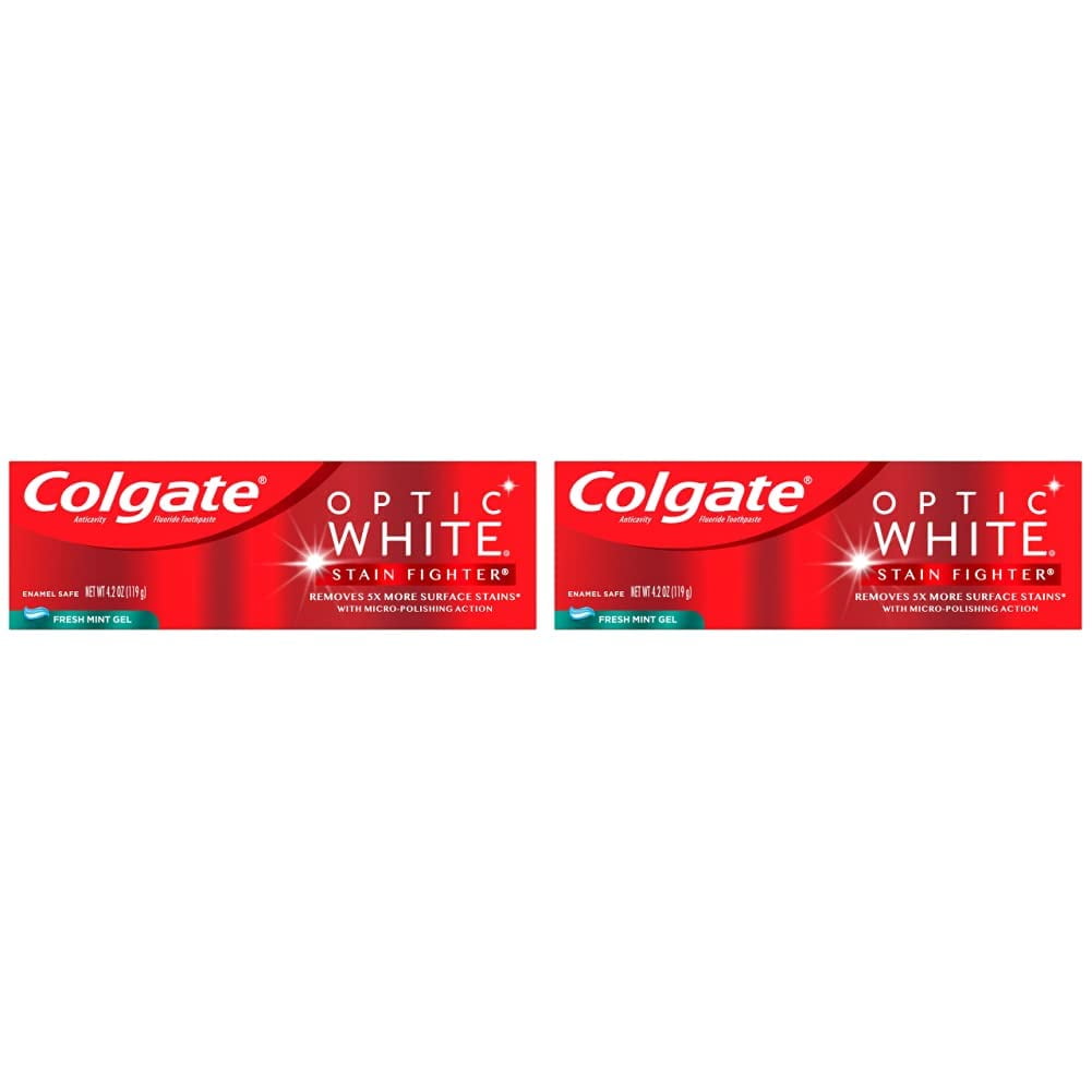 Colgate Optic White Stain Fighter Whitening Toothpaste Gel, Fresh Mint