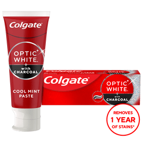 Colgate Optic White with Charcoal Teeth Whitening Toothpaste, Anticavity Toothpaste with Fluoride, Cool Mint Flavor, 3.8 oz