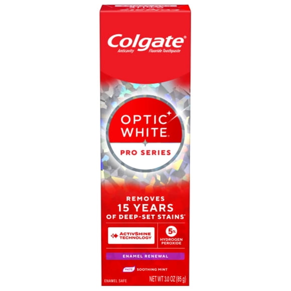 Colgate Optic White Pro Series Enamel Renewal Toothpaste with Teeth Whitening, Mint, 3.0 OZ