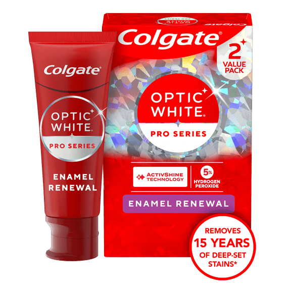 Colgate Optic White Pro Series Enamel Renewal Toothpaste with Teeth Whitening, Mint, 2 Pack, 3.0 OZ