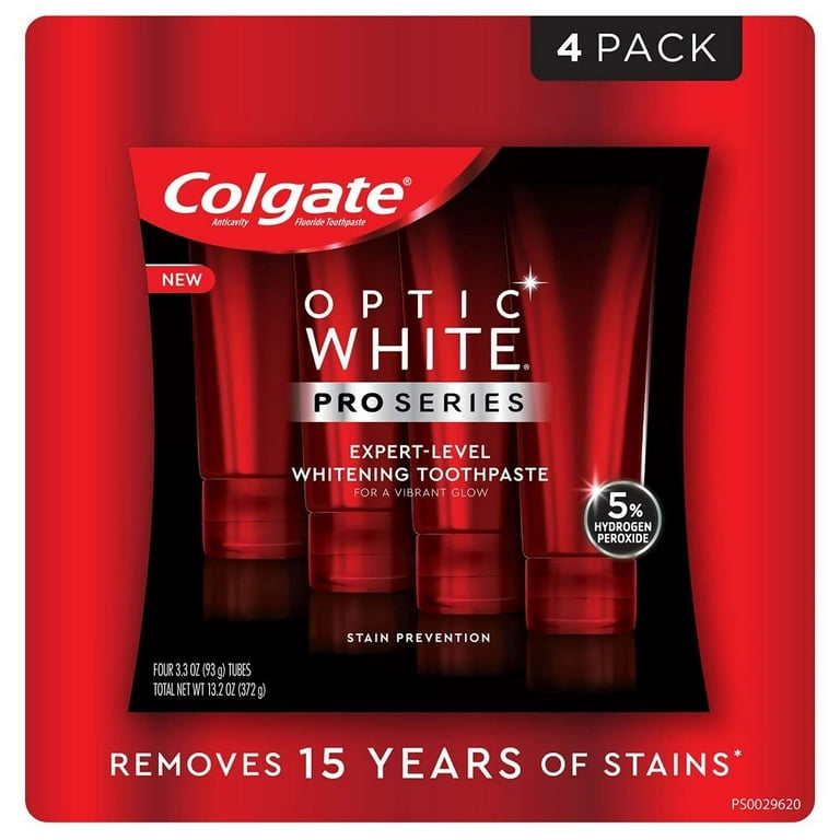 Colgate Optic White Toothpaste Pro Series Stain Shield 3.3 Ounce (Pack of  4) 