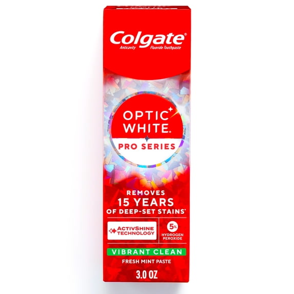 Colgate Optic White Pro Series Vibrant Clean Toothpaste with Teeth Whitening, Mint, 3.0 OZ