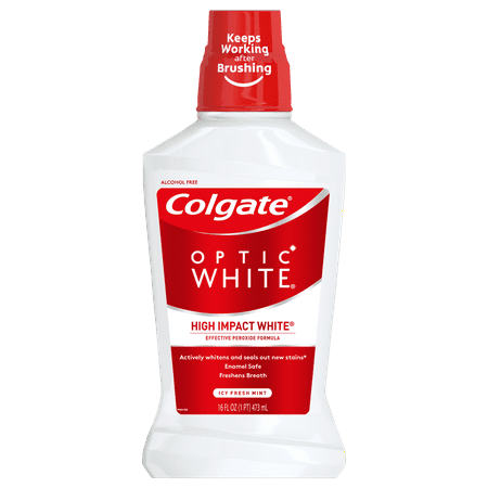 Colgate Optic White Whitening Adult Mouthwash, Fresh Mint - 473mL, 16oz