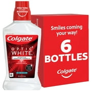 Colgate Optic White Whitening Mouthwash With Hydrogen Peroxide, Alcohol Free, Icy Fresh Mint - 16 Fluid Ounces (6 Pack) - Pack Of 2