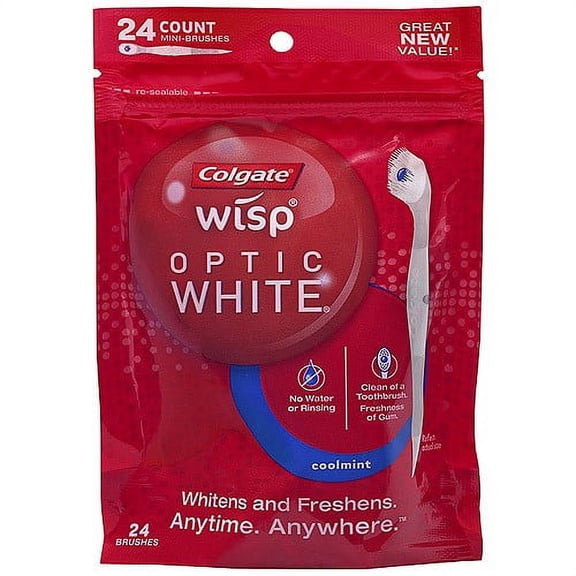 Colgate Optic White Wisp Mini Toothbrush, Coolmint - 24 Count