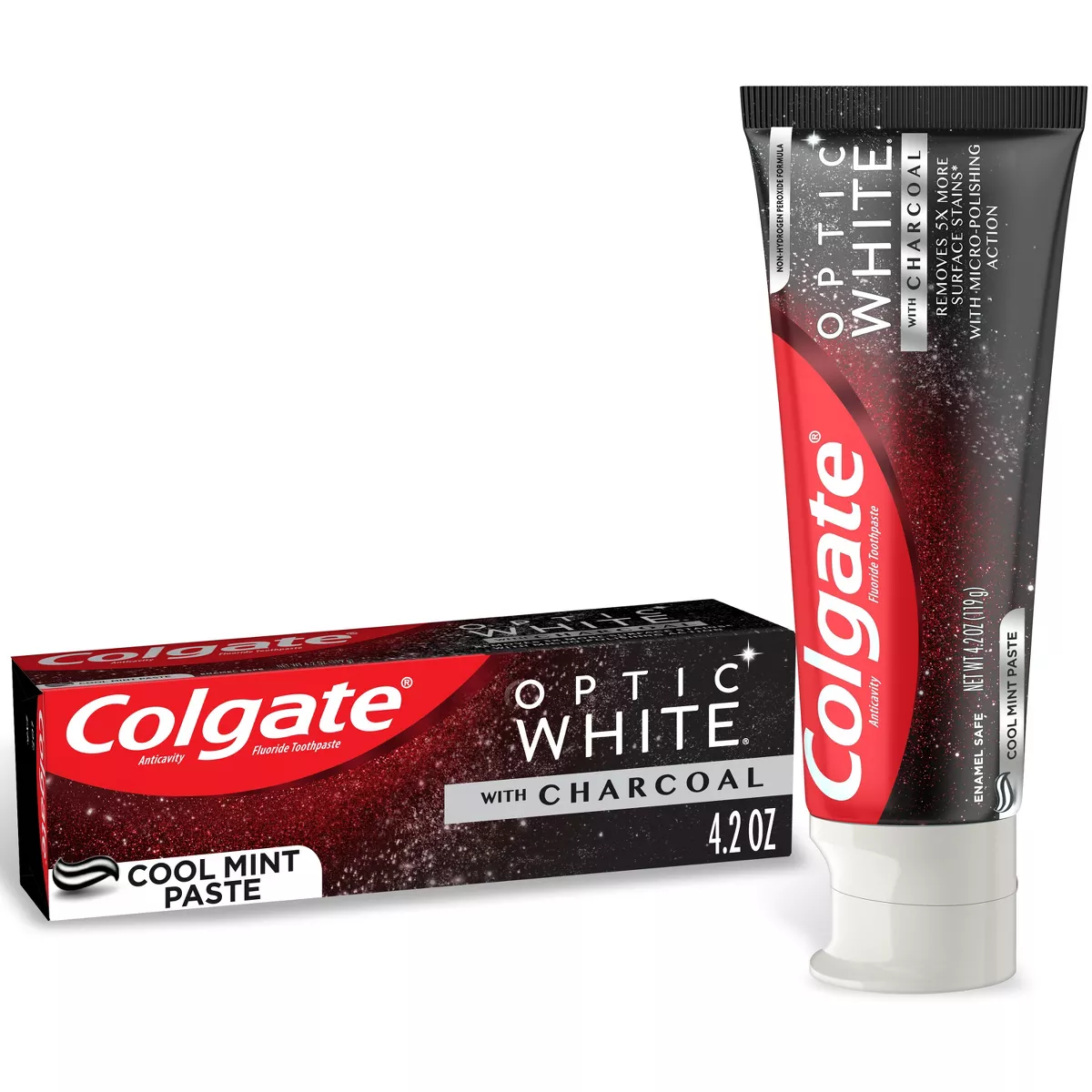 Colgate Optic White With Charcoal, Cool Mint Toothpaste, 4.2 Oz..