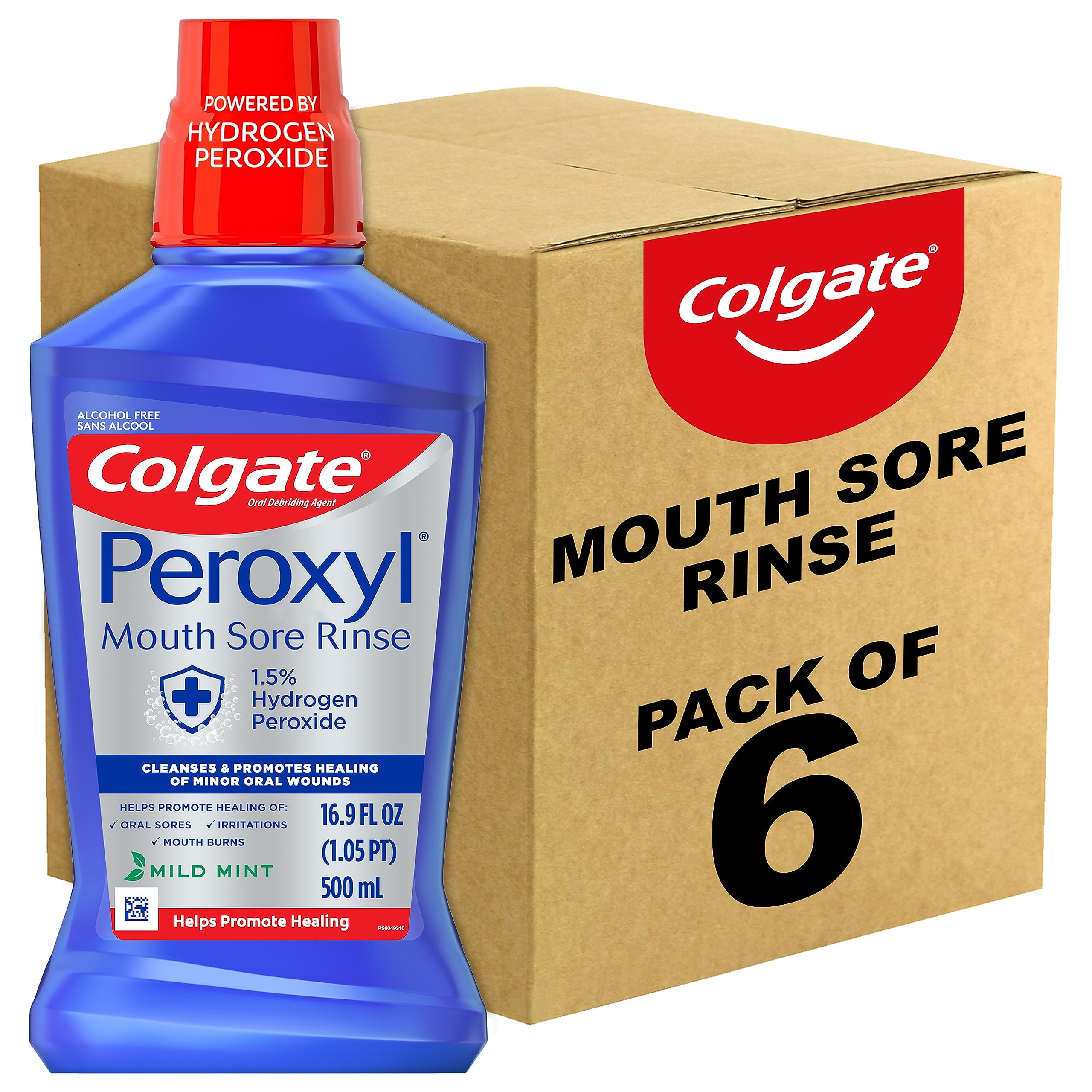 Colgate Peroxyl Antiseptic Mouthwash And Mouth Sore Rinse, 1.5 Hydrogen Peroxide, Mild Mint