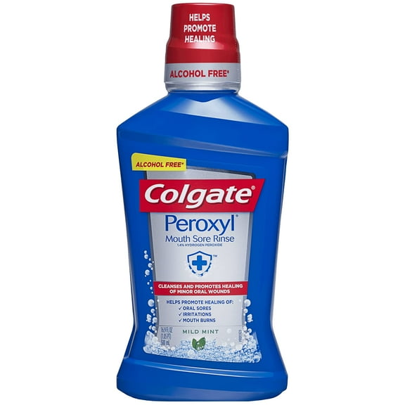 Colgate Peroxyl Mouth Sore Rinse, Mild Mint, 16.9 Oz (Pack Of 2)