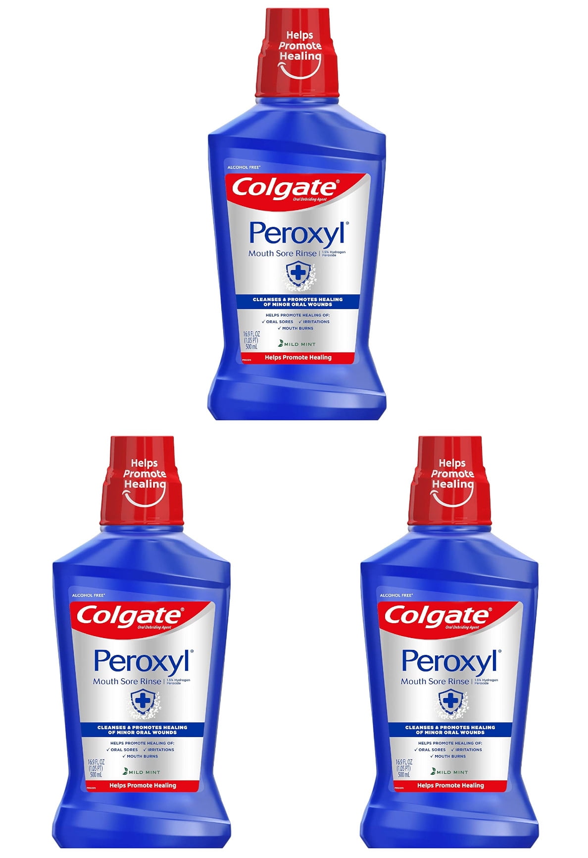 Colgate Peroxyl Mouth Sore Rinse, Mild Mint, 16.9 oz (Pack of 3)
