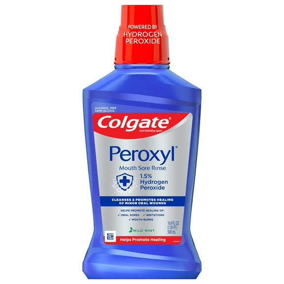 Colgate Peroxyl Mouth Sore Rinse Wash, 1.5% Hydrogen Peroxide, Mild Mint, 16.9 fl oz