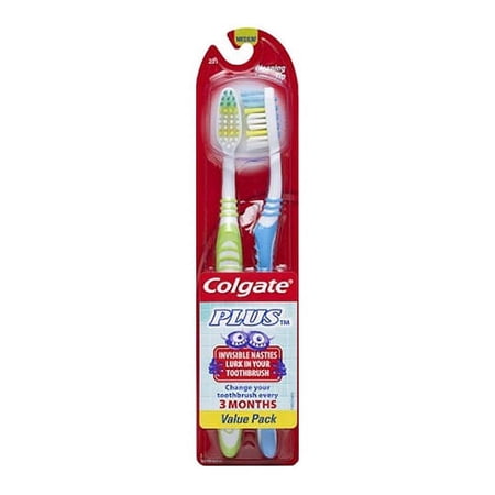 Colgate Plus with Invisible nestles Lurk in your Toothbrush, Value Pack, Medium, 2 Ea, 6 Pack