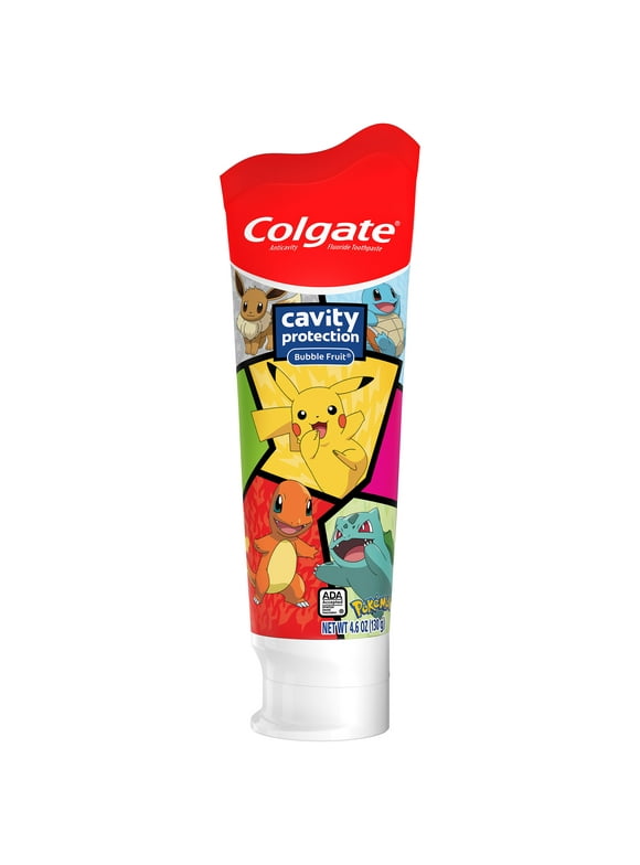 Colgate Pokemon Kids Toothpaste with Fluoride, Kids Cavity Protection Toothpaste, Mild Bubble Fruit Flavor, 4.6 Oz Tube