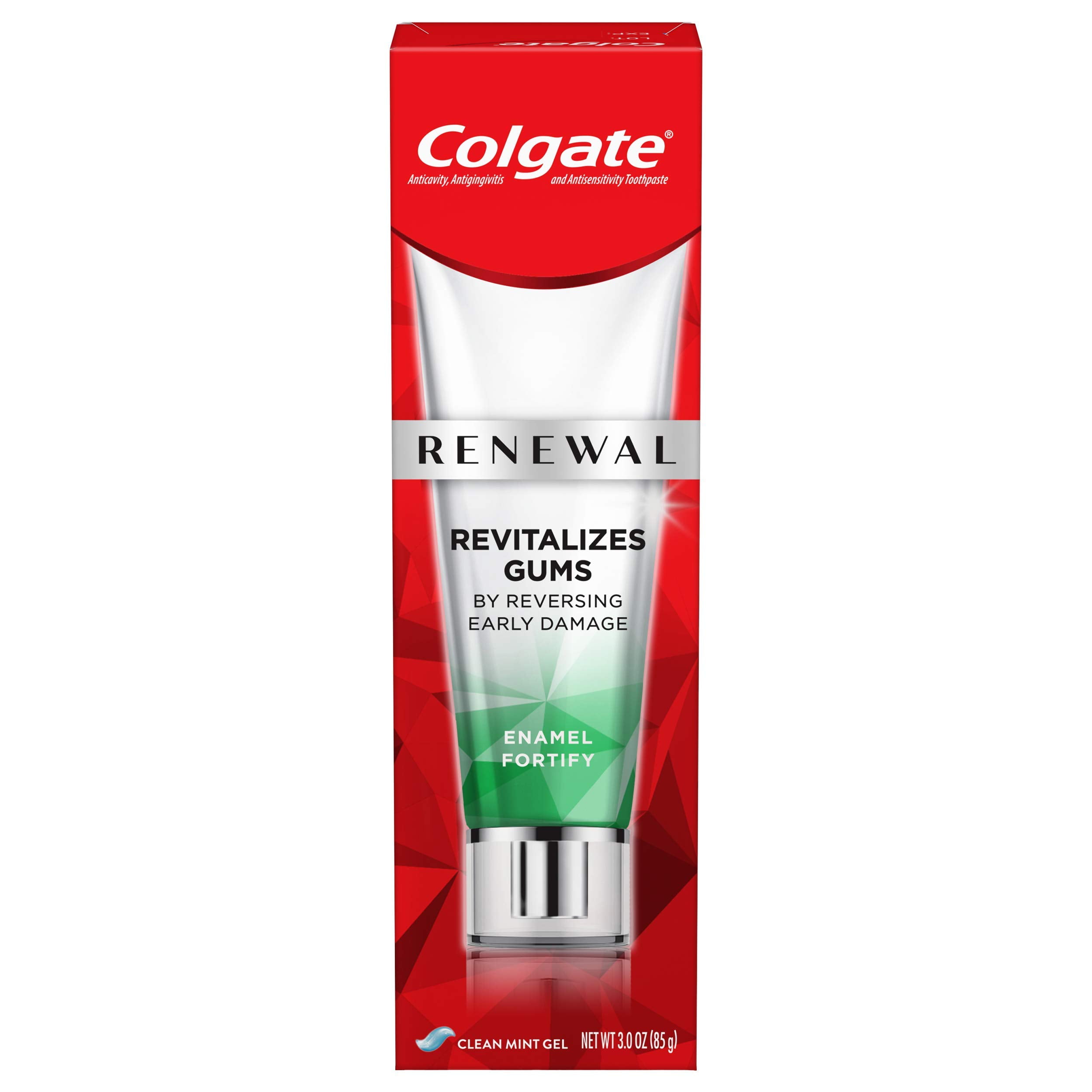 Colgate Renewal Gum Toothpaste, Enamel Fortify - Clean Mint Gel Formula (3 Ounce) Packaging May Vary