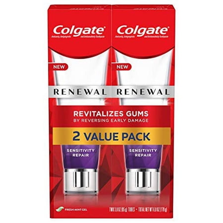 Colgate Renewal Gum Toothpaste for Gum Health, Teeth Sensitivity Repair, Fresh Mint Gel - 3 ounce (2 Pack)