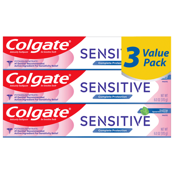 Colgate Sensitive Complete Protection Toothpaste, Mint, 6 oz Tubes, 3 Pack