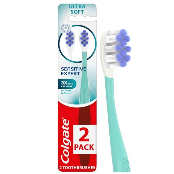 Colgate Sensitive Expert Sensitive Adult Manual Toothbrush, Ultra Soft, 2 Pack