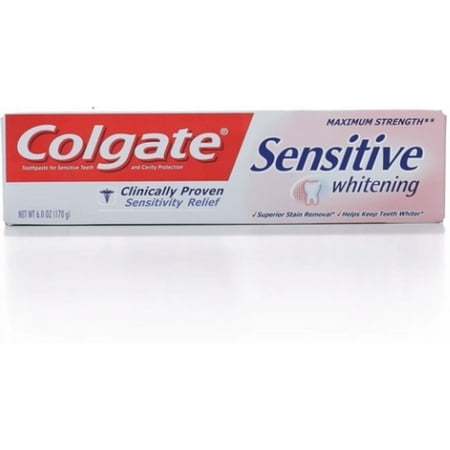 Colgate Sensitive Maximum Strength Whitening Toothpaste 6 oz (Pack of 3)