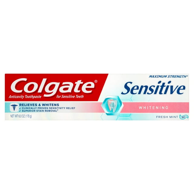 Colgate Sensitive Toothpaste Maximum Strength Whitening Gel Fresh Mint - 6 Oz Package May Vary